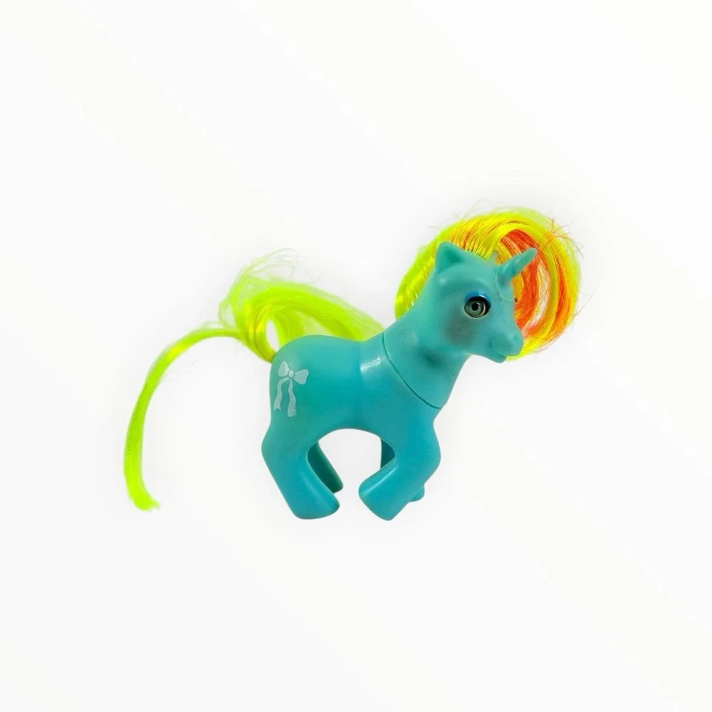 Vintage G1 My Little Pony BBE Baby Ribbon Blue Yellow Orange Hasbro 1985 Flaws